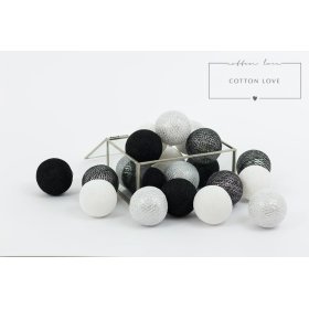 Bavlněné svítící LED kuličky Cotton Balls - stříbrné, cotton love